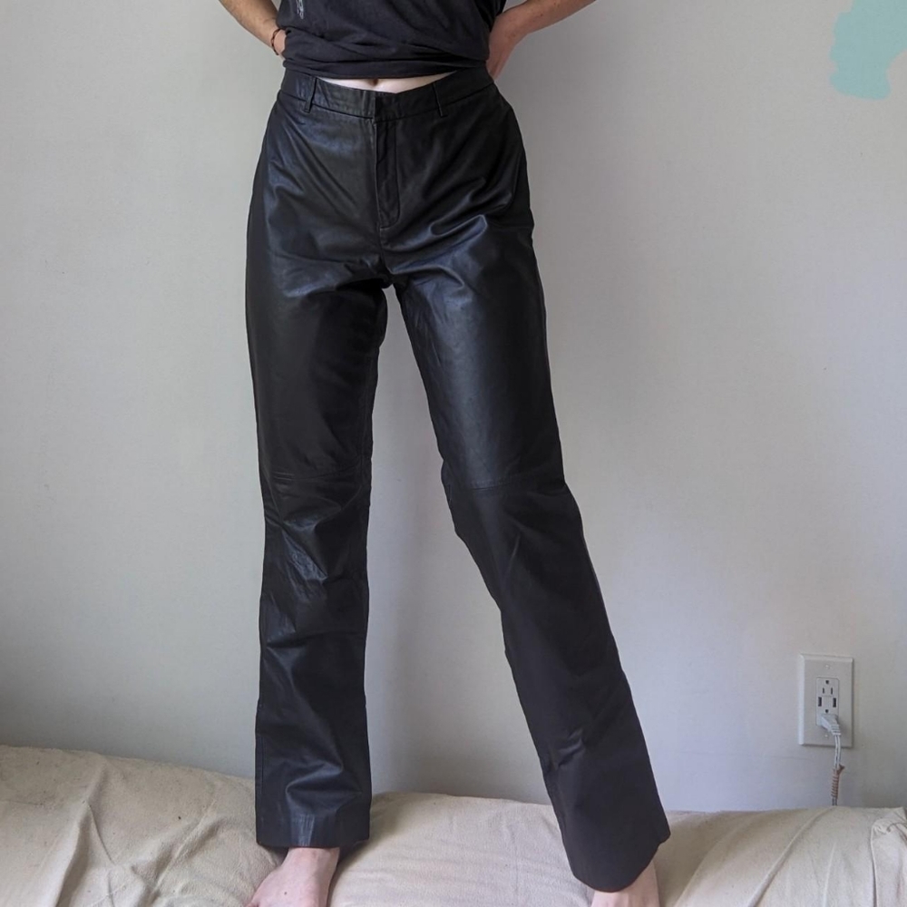 Vintage Nine West 90's Leather Dark Brown Pants